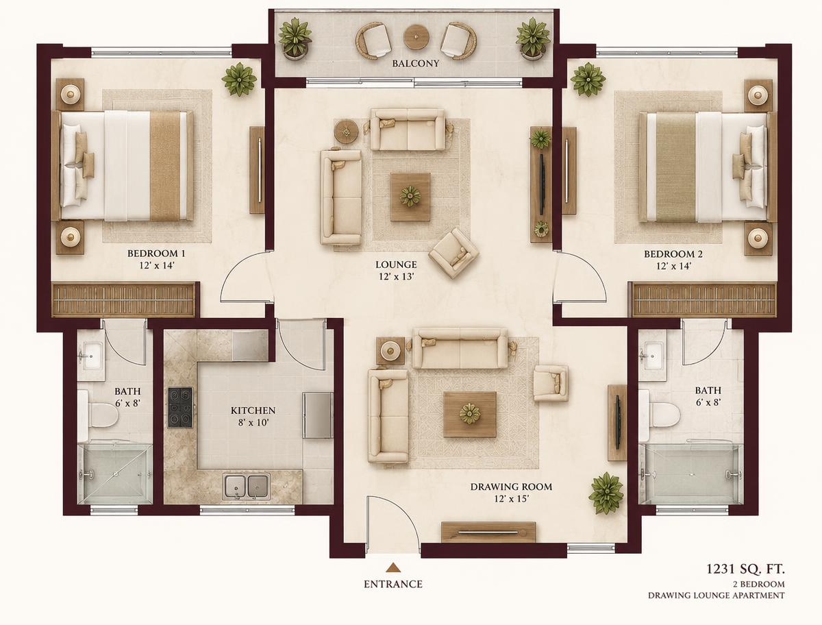 Conceptual floor plan for Roomi Enclave Type B